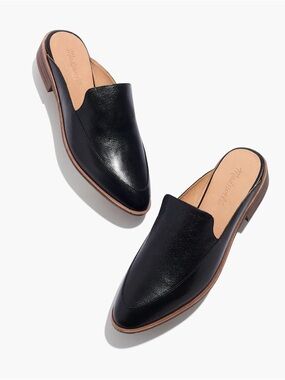 Madewell Frances Black Leather Slide Mules
